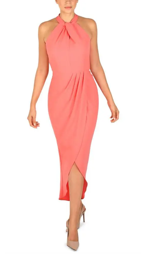 Gorgeous for cocktails of chic weddings, this Julia Jordan MIDI dress features a distinctive halter neckline and a flattering tulip-style hem. 4