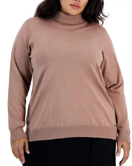 Calvin Klein Women's Plus Turtleneck Sweater - Cafe Ole - Size 2X