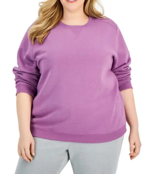 Karen Scott Plus Size Crewneck Sweatshirt, - Plum Rosette 2X