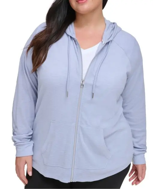 Calvin Klein Performance Ruched-Sleeve Zip Hoodie, 2X - Polar