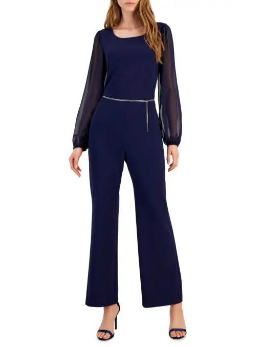 Connected Apparel Women's Sheer Boatneck Jumpsuit 14