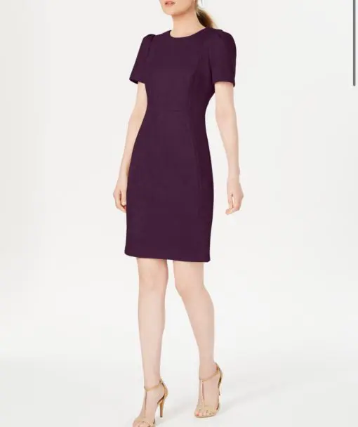 Calvin Klein Women's Faux-Suede Short-Sleeve Sheath Dress - Aubergine 14