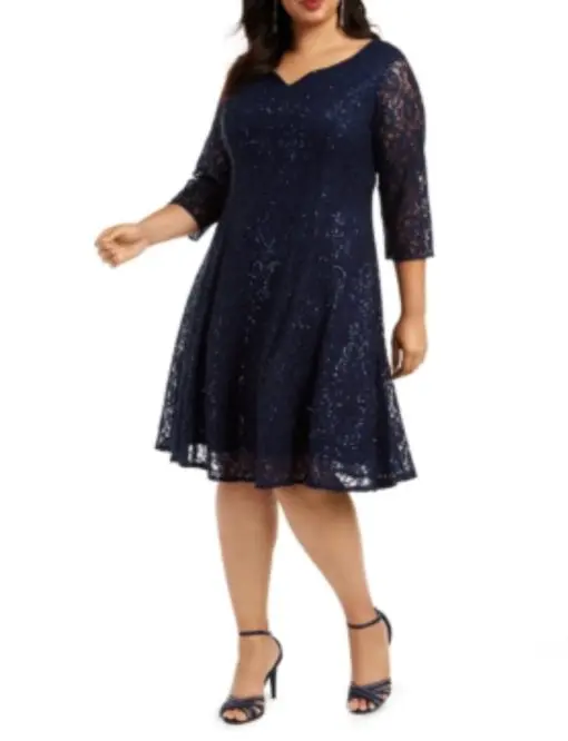 SLNY Womens Sequined Lace Cocktail Dress 20W