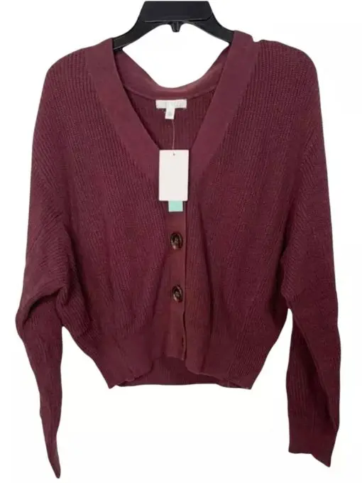 ABOUND Everyday Button Cardigan in Burgundy Vine Size xL