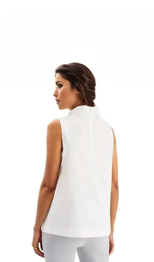 Alfani Womens Poplin Sleeveless Tunic Top White XL - Image 2