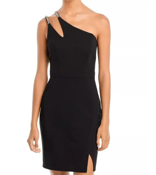 Aqua One Shoulder Cocktail Dress - 2