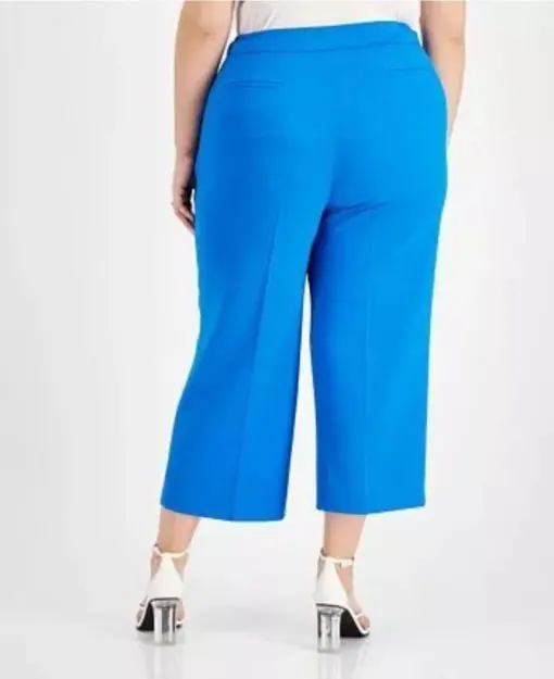 Bar III Women's Textured Crepe Culotte Pants Blue Size 18W - Image 2