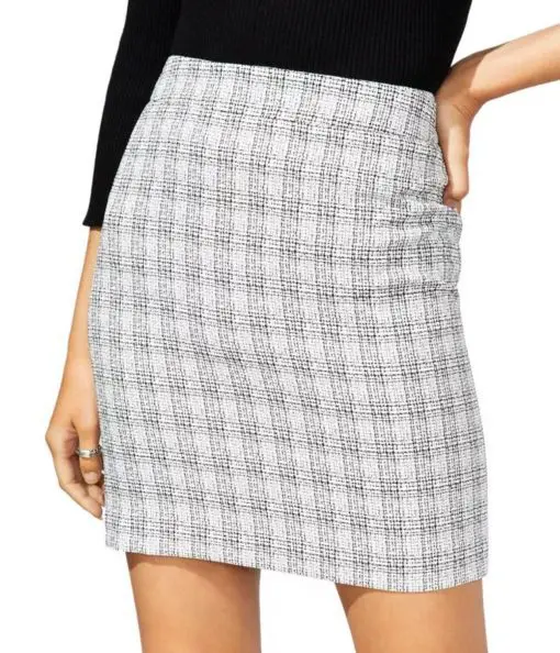 Bar III Women's Tweed Pencil Skirt, Bar White Combo SIZE10