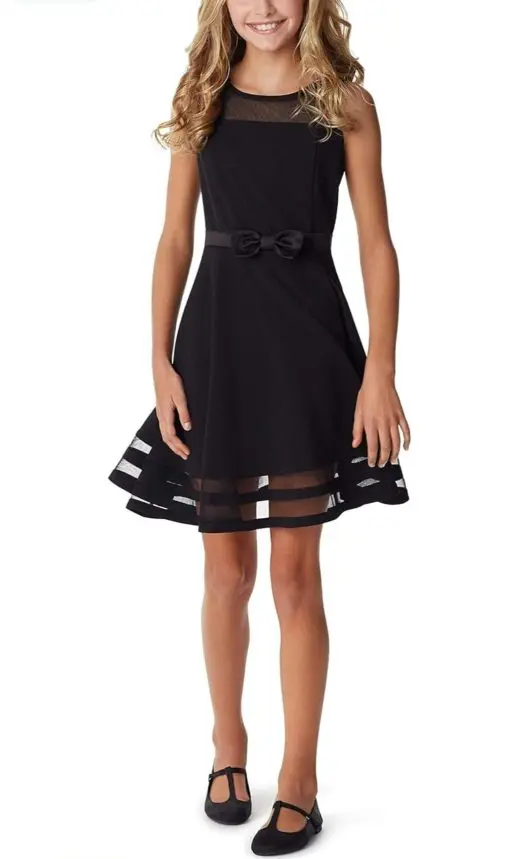 Calvin Klein Girls' Sleeveless Party Dress, Fit and Flare Silhouette, Round Neckline & Back Zip Closure 14