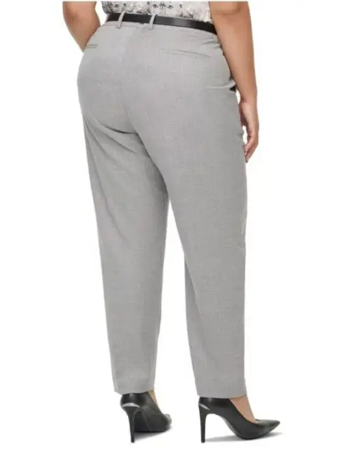 CALVIN KLEIN Womens Gray Belted Zippered Slim Ankle Wear To Work Straight leg Pants Plus 16W - Image 2