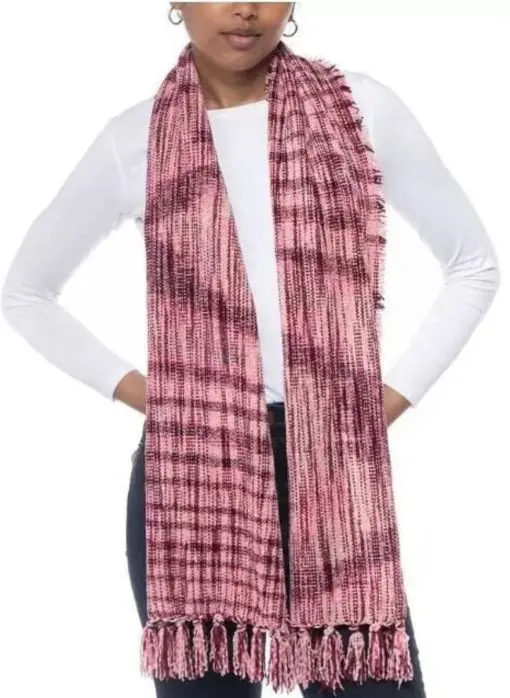 CHARTER CLUB chenille ultra soft space-dyed winter scarf wrap -WINE/BURGUNDY 1