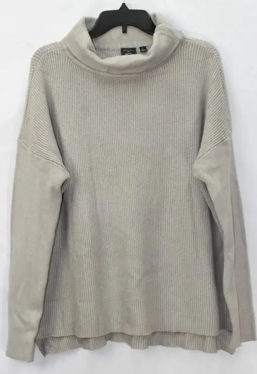 Devotion by Cyrus Cowl Neck Ribbed Knit Tunic Sweater, Gray, SIZESize L