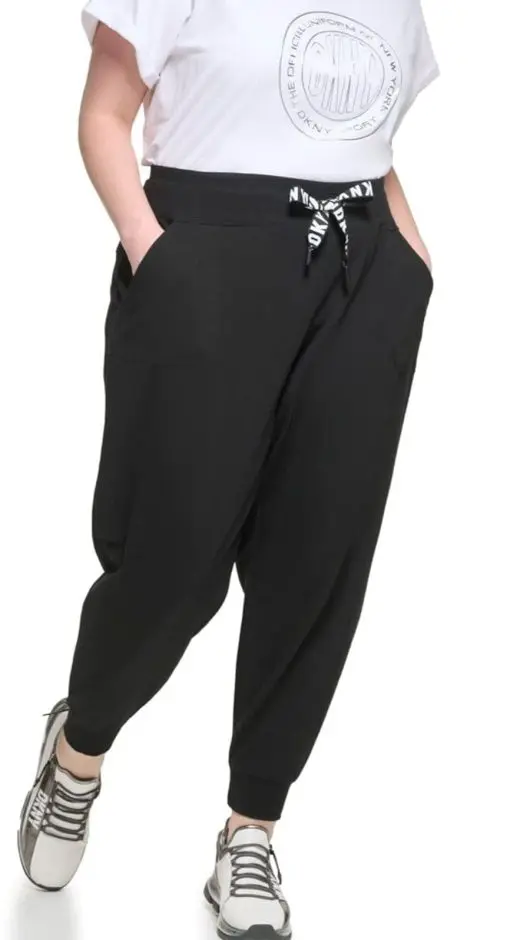 DKNY Women's Plus Size Sport Metallic Logo Everyday Jogger