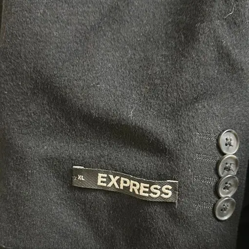 Express Mens Wool Black Topcoat Over Coat size XL - Image 2