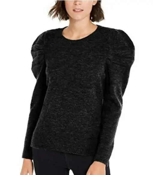 INC International Concepts Puff-Sleeve Sweater Deep Black Size XL