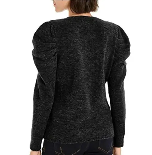 INC International Concepts Puff-Sleeve Sweater Deep Black Size XL - Image 2