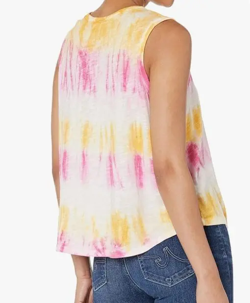 Jessica Simpson Womens Tye Dye Scoop Neck Tank Top M Yellow - Image 2