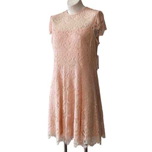 Julia Jordan | Peach Lace Summer Cap Sleeve Knee Length Keyhole Back Dress 6