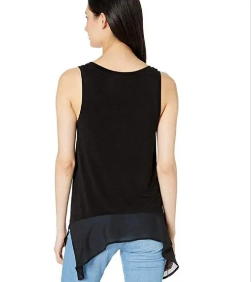 Kensie Lightweight Viscose Spandex Sleeveless Sharkbite Top Black) Women's Sleeveless XS - Image 2