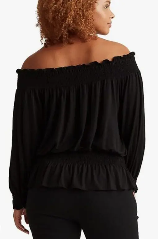 Lauren Ralph Lauren Women's Plus-Size Jersey Off-The-Shoulder Top (Black, 3X) - Image 3