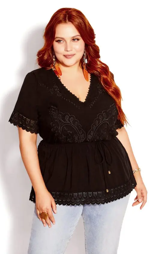 Lust Embroidered Top ?????? black Black | Womens City Chic Shirts & Blouses XXL without the cord - Image 2