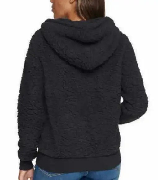 MARC NY WOMEN'S TEDDY FLEECE HOODIE SHERPA FULL ZIP JACKET (BLACK, XXL) - Image 2