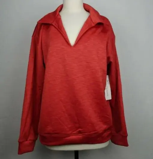 Nanette Lepore Play Size Small Cranberry Red Collared Pullover Ahletic Sweater