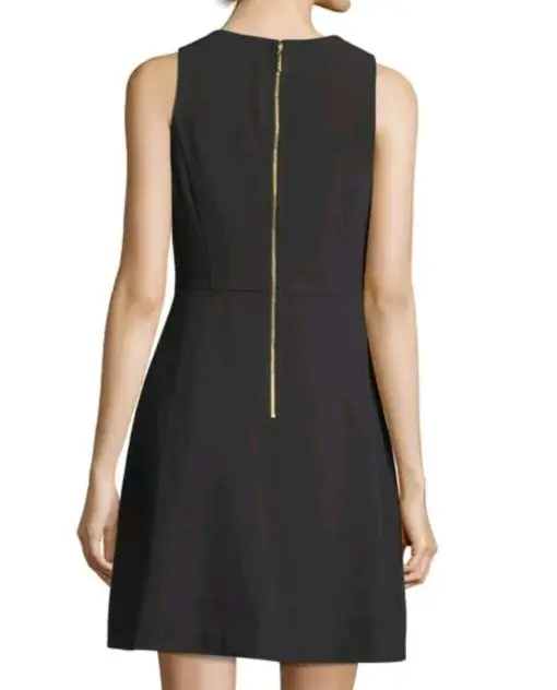 New  Kensie Women's Black Crepe Split Neck Sleeveless A-Line Dress Size S - Image 2