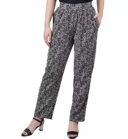 NY COLLECTION WOMENS PRINTED MID RISE STRAIGHT LEG PANTS PETITES