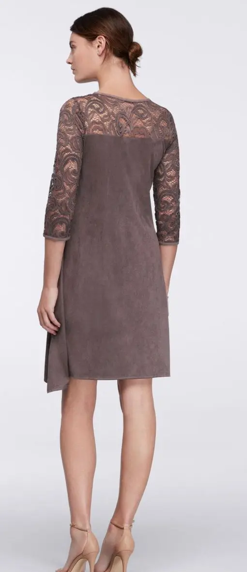 ROBBIE BEE lace and faux-suede swing dress SIZEPM - Image 2