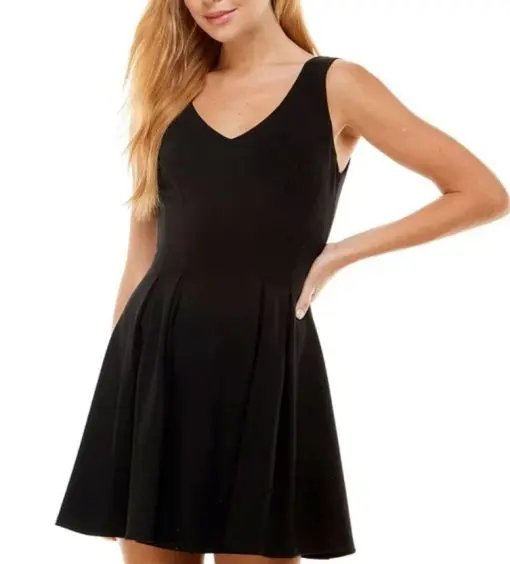 Sponsored

City Studio

CITY STUDIO Womens Black Stretch Zippered Pleated Lined Sleeveless V Neck Mini Cocktail Fit + Flare Dress Juniors 9