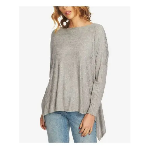 STATE Womens Gray Twist-back Long Sleeve Crew Neck Top Juniors Size XL