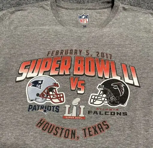 Super Bowl LI Adult M T-Shirt Tee Patriots Falcons Houston Texas Football