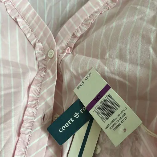 Women's Court & Rowe Ruffle Trim Stripe Blouse, Size XX-Large - Pink - Image 2