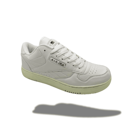 Men's Classic White Sneakers - Retro Style with Light Green Sole for Everyday Comfort