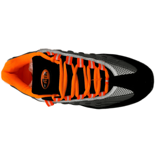 Men's Athletic Sneakers with Air-Cushioning and Neon Accents - Black & Orange - Image 2