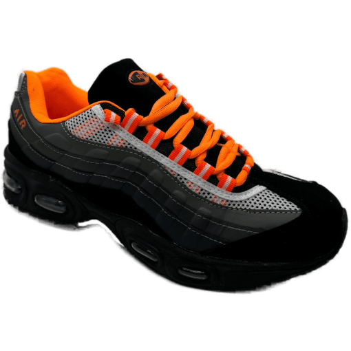 Men's Athletic Sneakers with Air-Cushioning and Neon Accents - Black & Orange