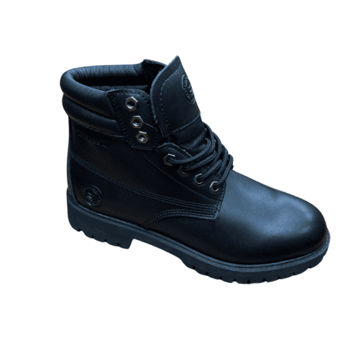 Men's Rugged Black Leather Work Boots - Durable & Waterproof