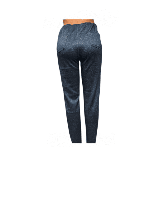 Women's Stretchy Denim-Style Drawstring Pants - Charcoal Black - Image 3