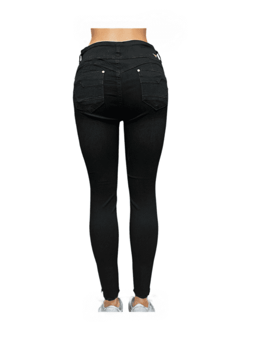 Women's Colombian High-Waist Skinny Jeans with Side Stripe Detailing - Black - Image 2