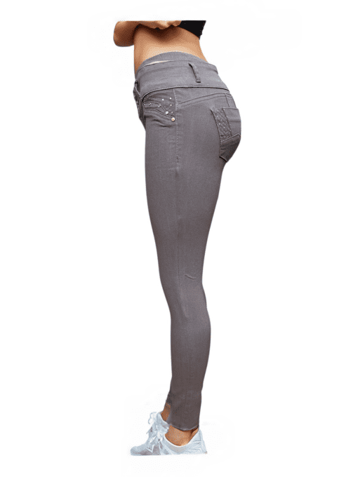 Women's Colombian High-Waist Skinny Jeans with Butt-Lifting Effect - Chic Gray - Image 2