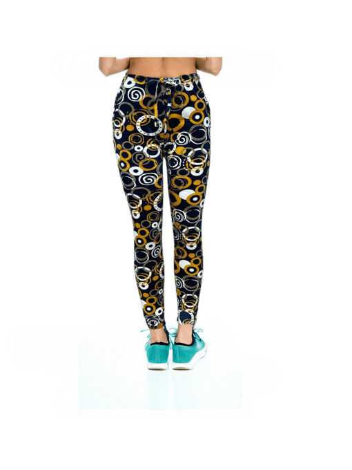 Women’s High-Waist Drawstring Leggings with Golden Ring Pattern – Ultra Soft, Stretchy, and Stylish Yoga Pants - Image 3