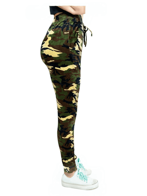 Women's Camo Print Drawstring Jogger Pants - High Waist, Relaxed Fit, Camouflage Pattern - Image 2