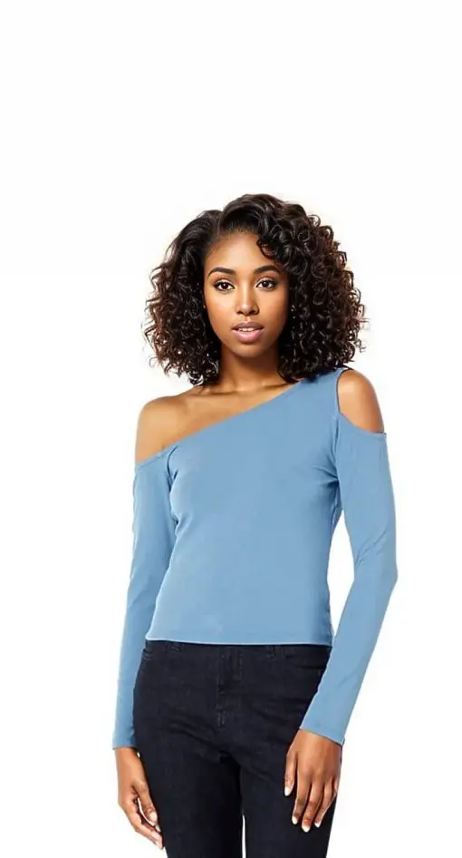 1.state Long Sleeve Asymmetrical One Shoulder Top M