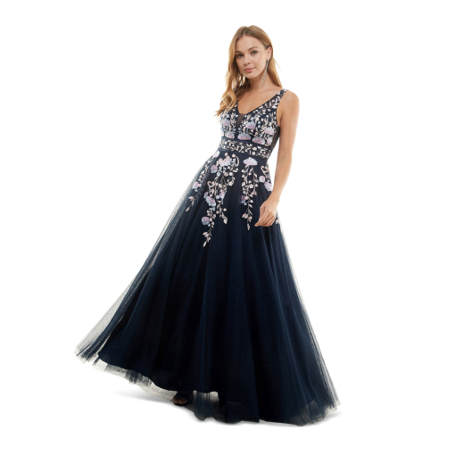 Say Yes to the Prom Embroidered Gown Navypink 3 - Image 2