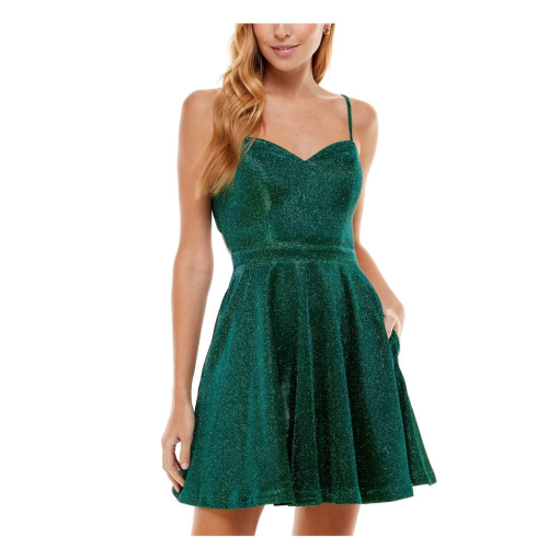 City Studios Juniors Glitter Fit Flare D Emerald 3 - Image 2