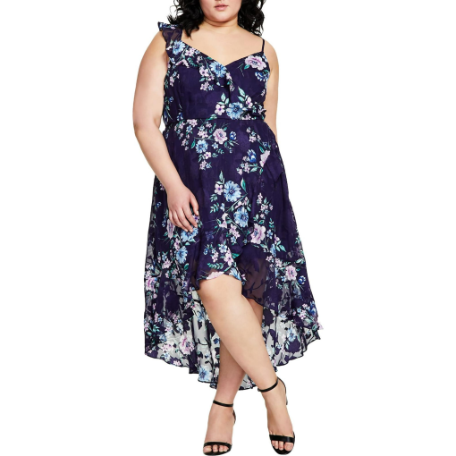 BCX Plus Size Floral-Print Ruffled Navy Floral 2X - Image 2