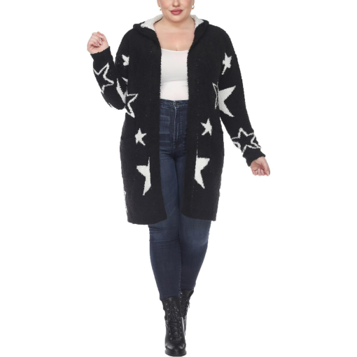 White Mark White Mark Plus Size Hooded Op Black, White Stars 2X3X - Image 2