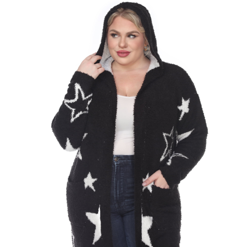 White Mark White Mark Plus Size Hooded Op Black, White Stars 2X3X - Image 4