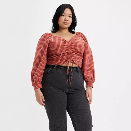 Levis Trendy Plus Size Devin Cotton Zelda Plaid Earth Red 2X - Image 2